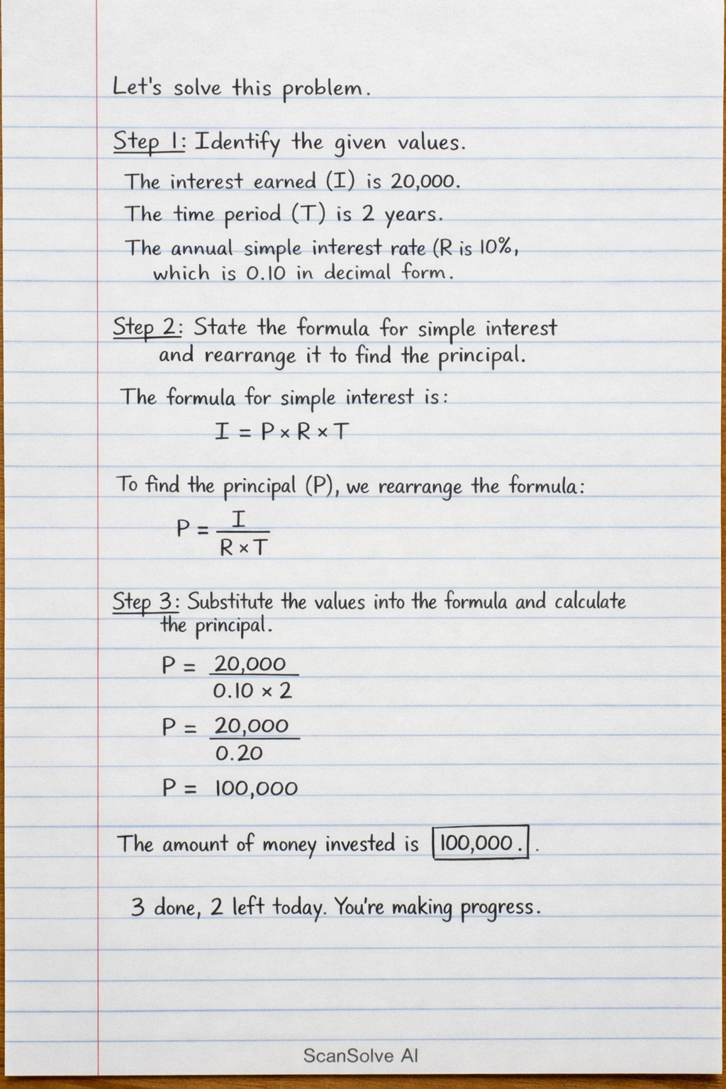 Handwritten step-by-step solution preview