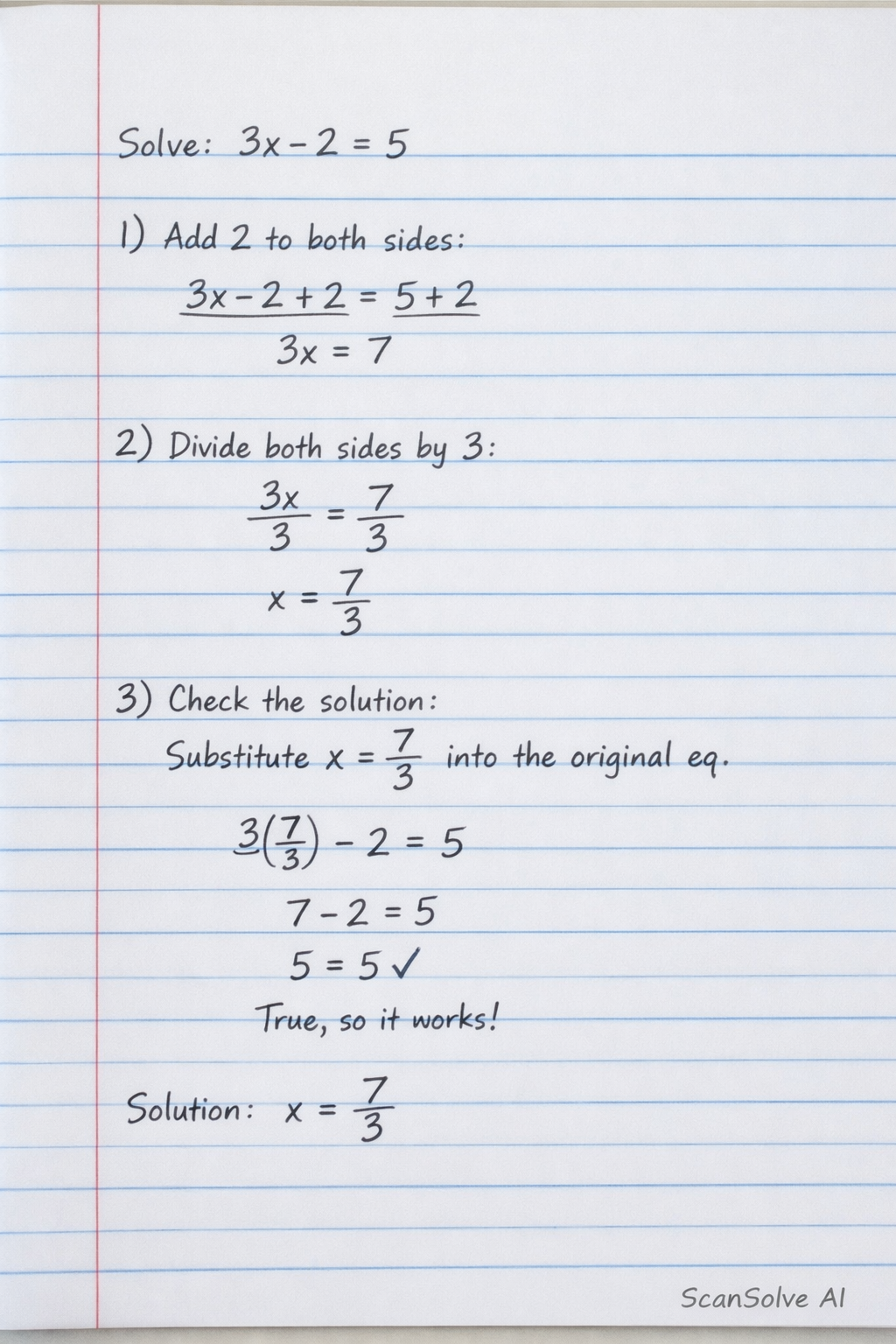 Handwritten step-by-step solution
