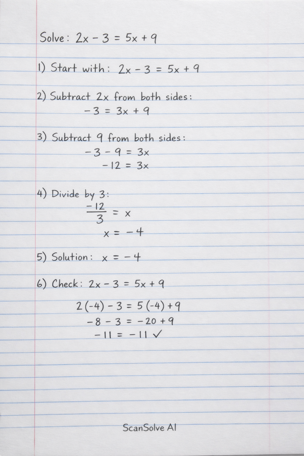 Handwritten step-by-step solution