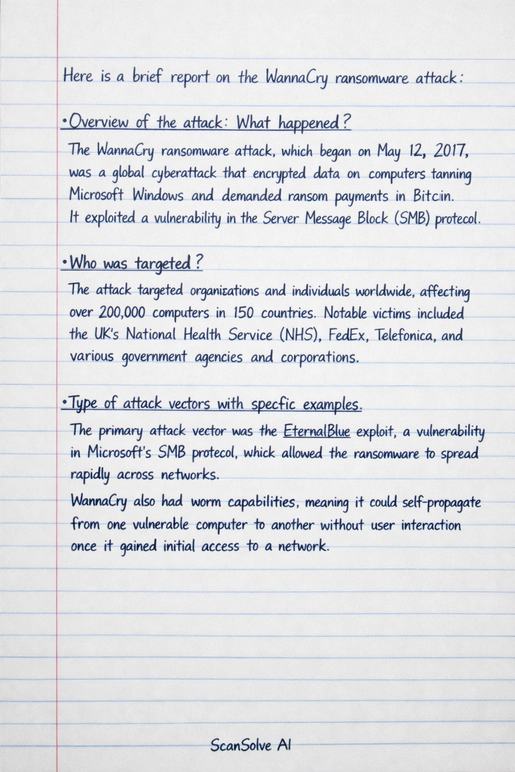 Handwritten step-by-step solution