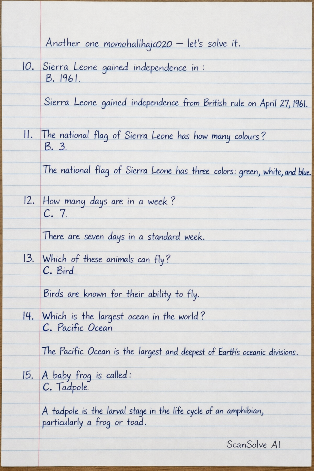 Handwritten step-by-step solution