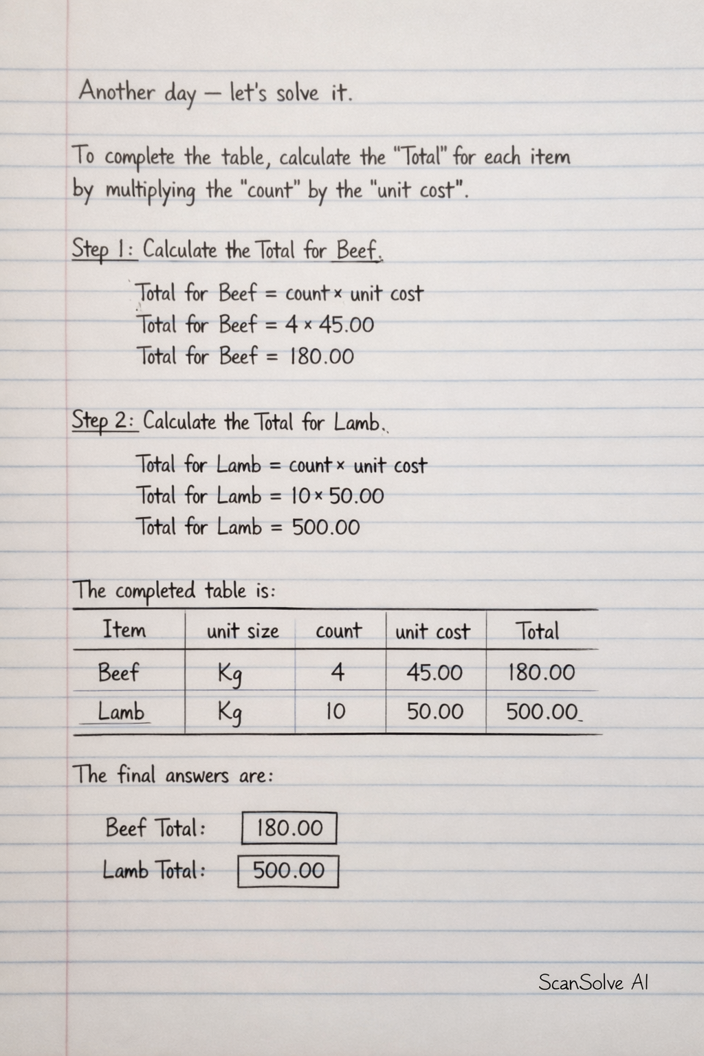 Handwritten step-by-step solution preview