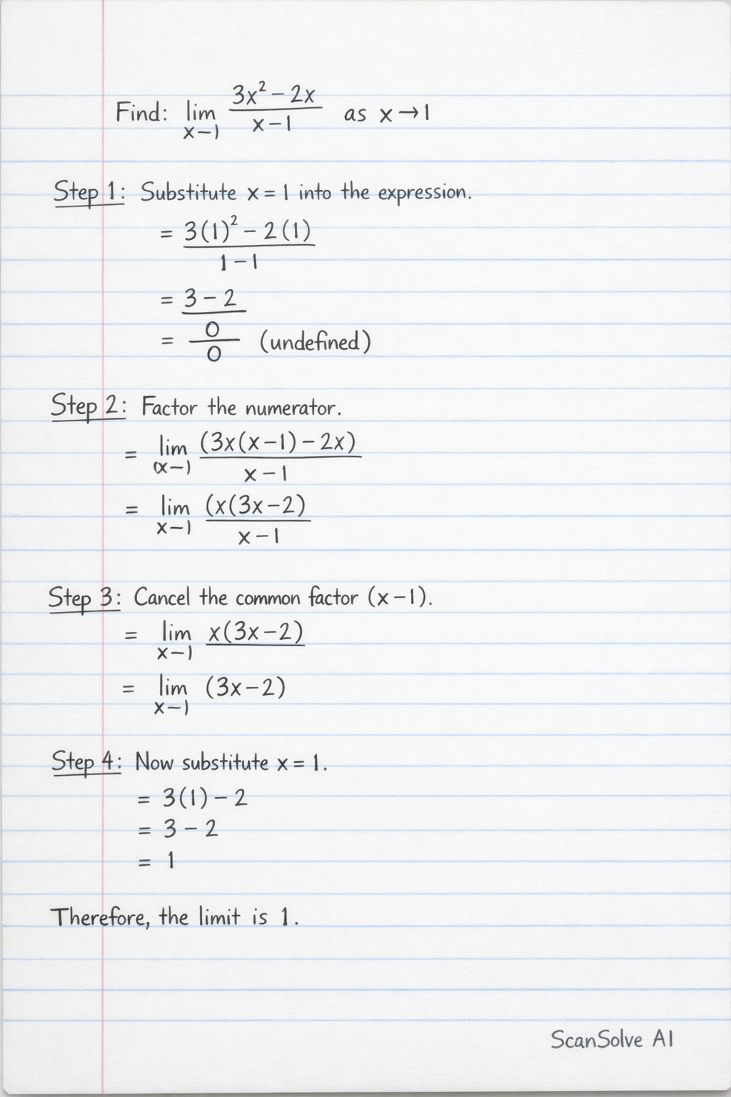 Handwritten step-by-step solution