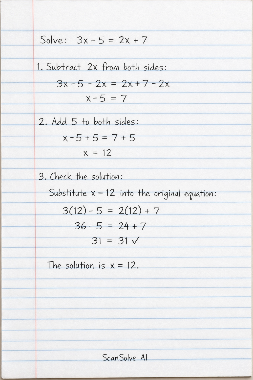 Handwritten step-by-step solution