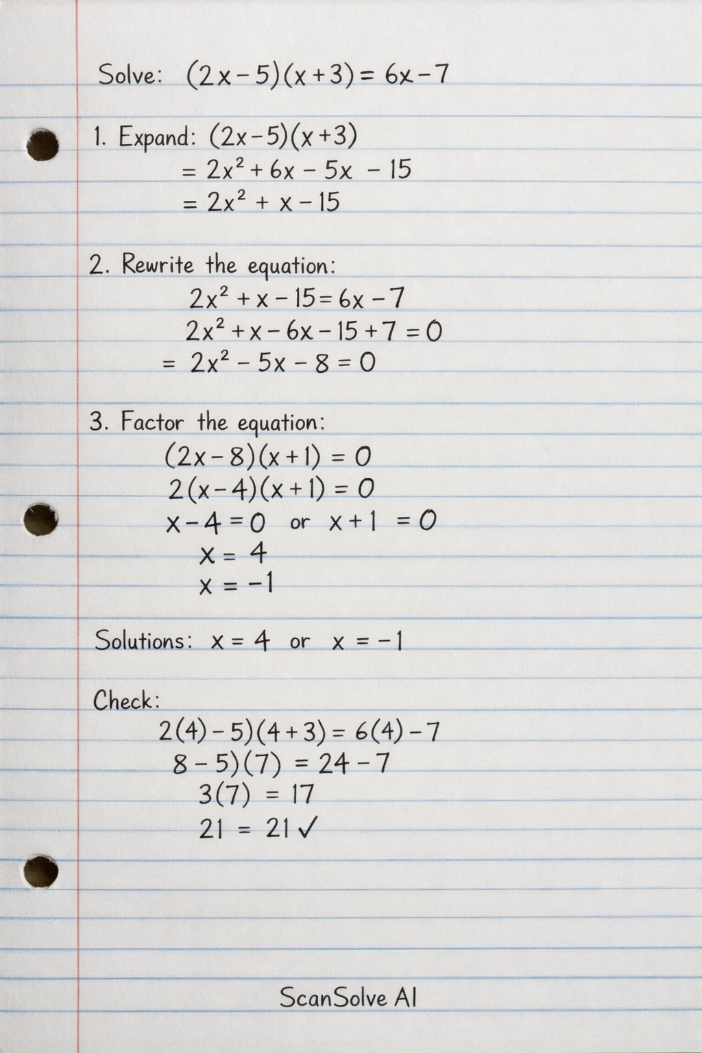 Handwritten step-by-step solution