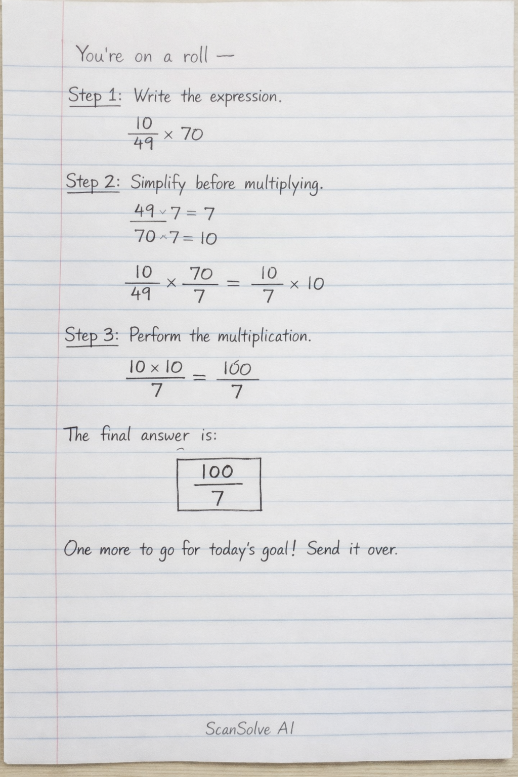 Handwritten step-by-step solution preview