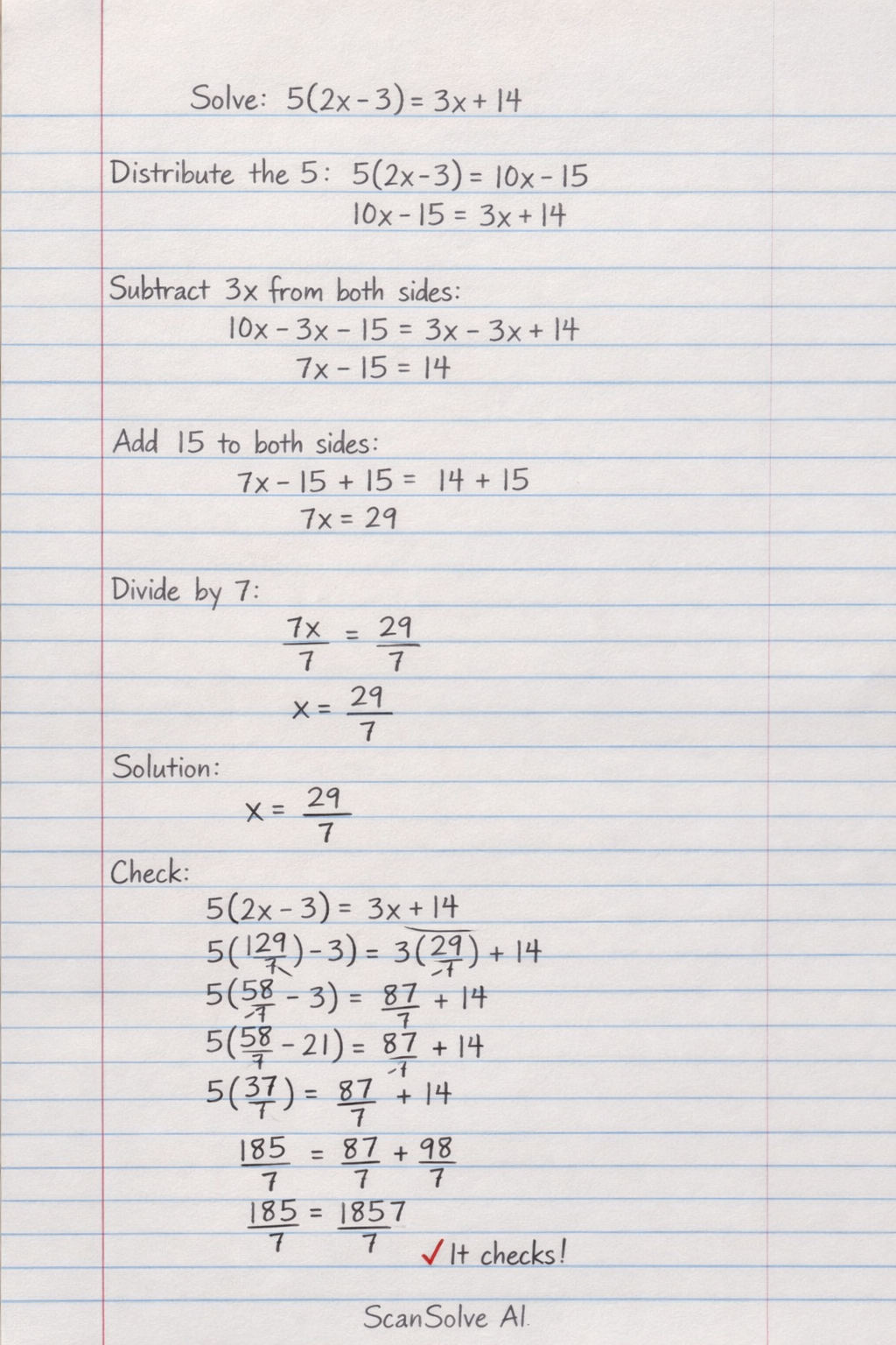 Handwritten step-by-step solution