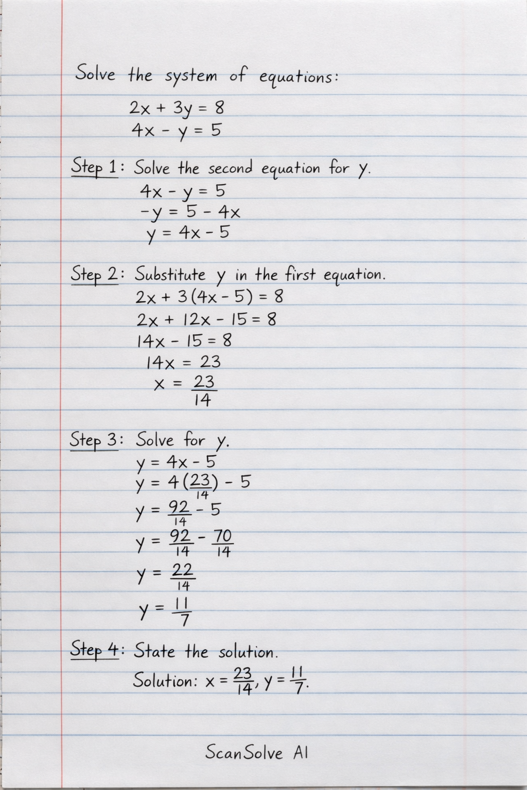 Handwritten step-by-step solution