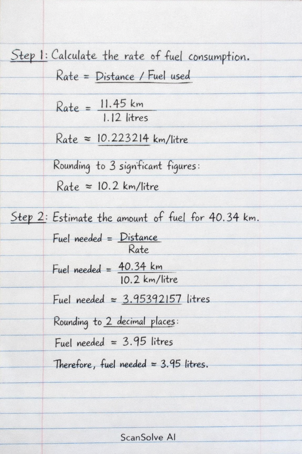 Handwritten step-by-step solution