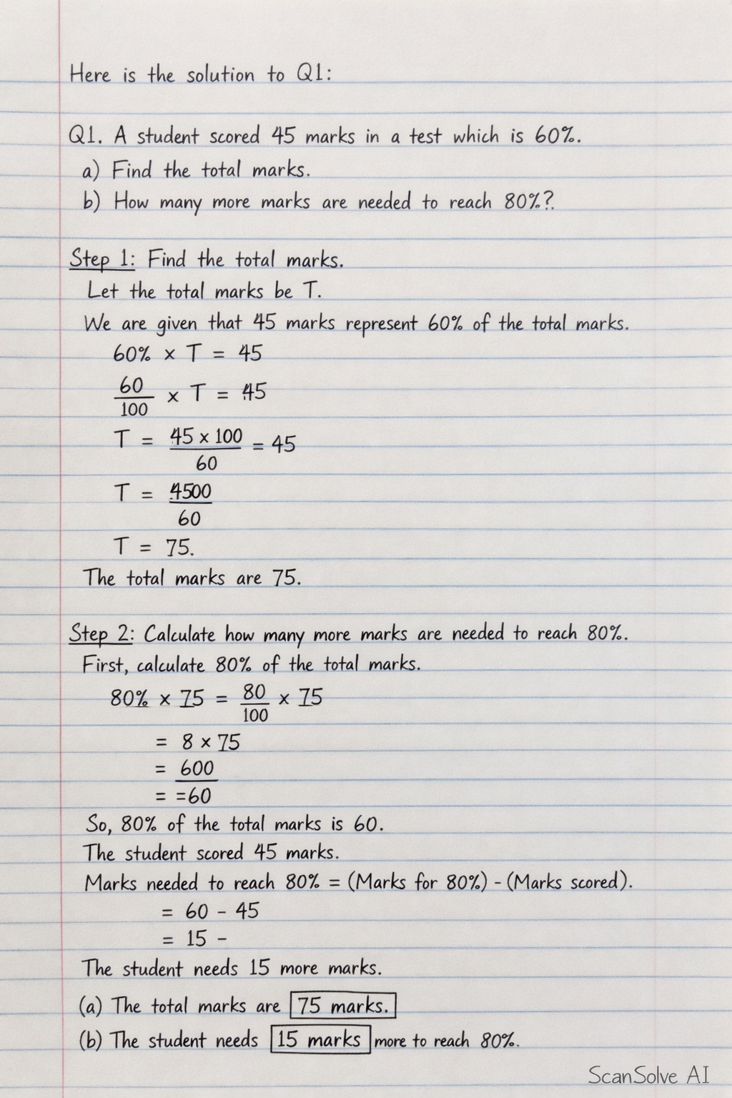 Handwritten step-by-step solution