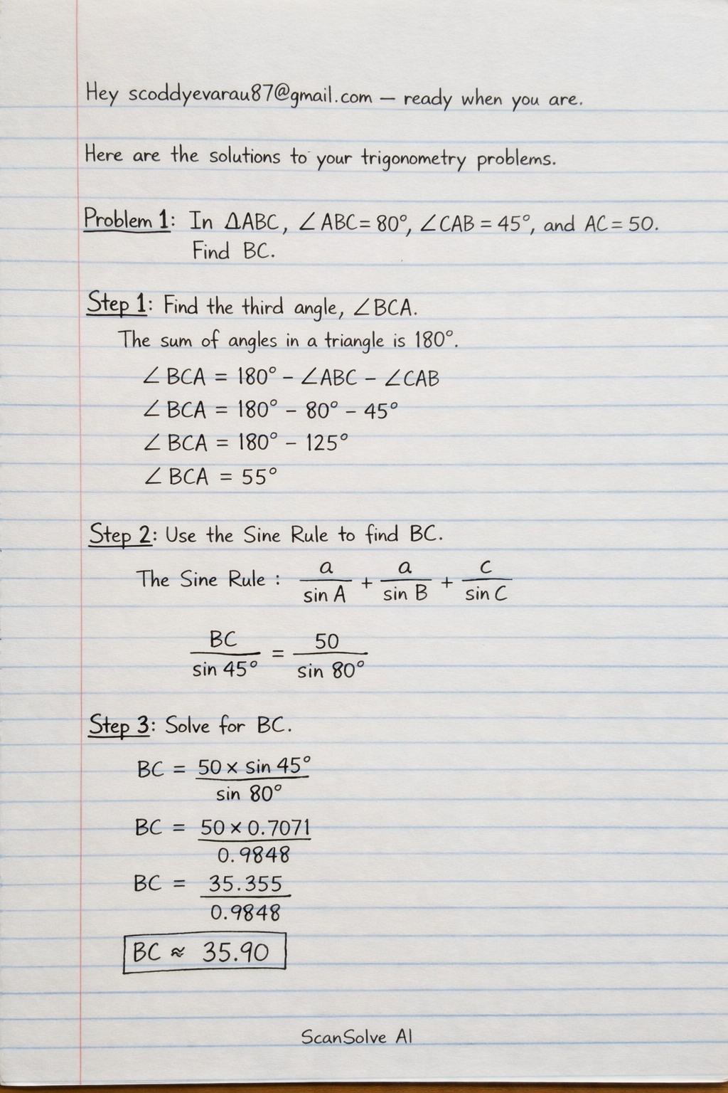 Handwritten step-by-step solution preview