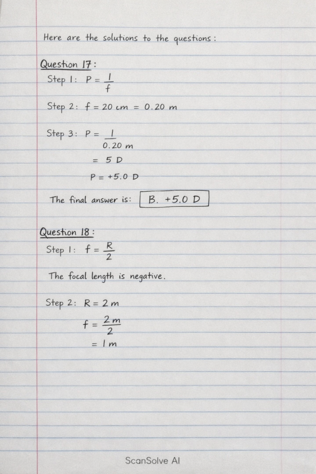 Handwritten step-by-step solution