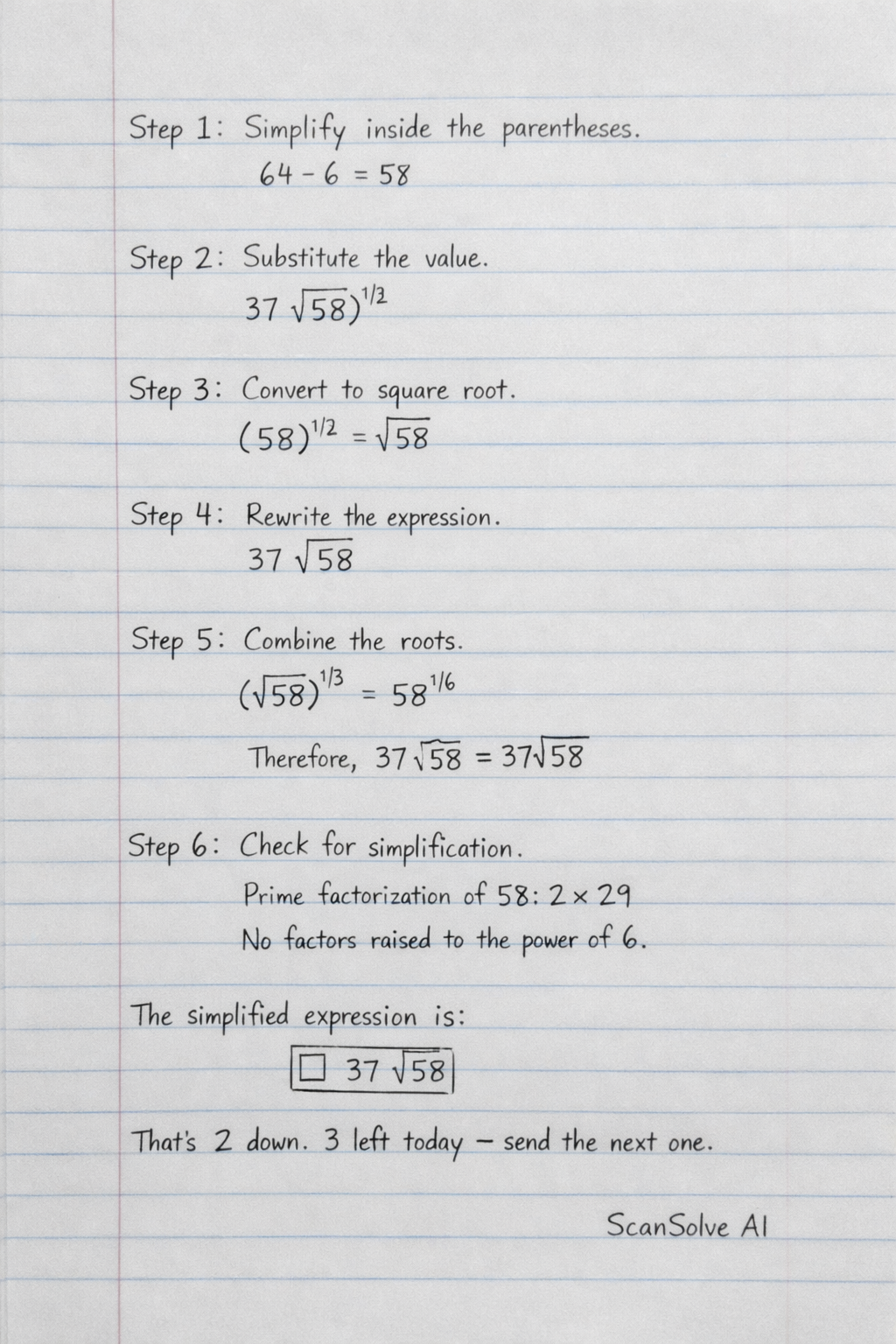 Handwritten step-by-step solution preview