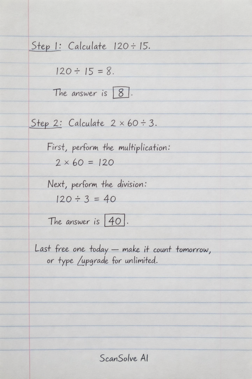 Handwritten step-by-step solution