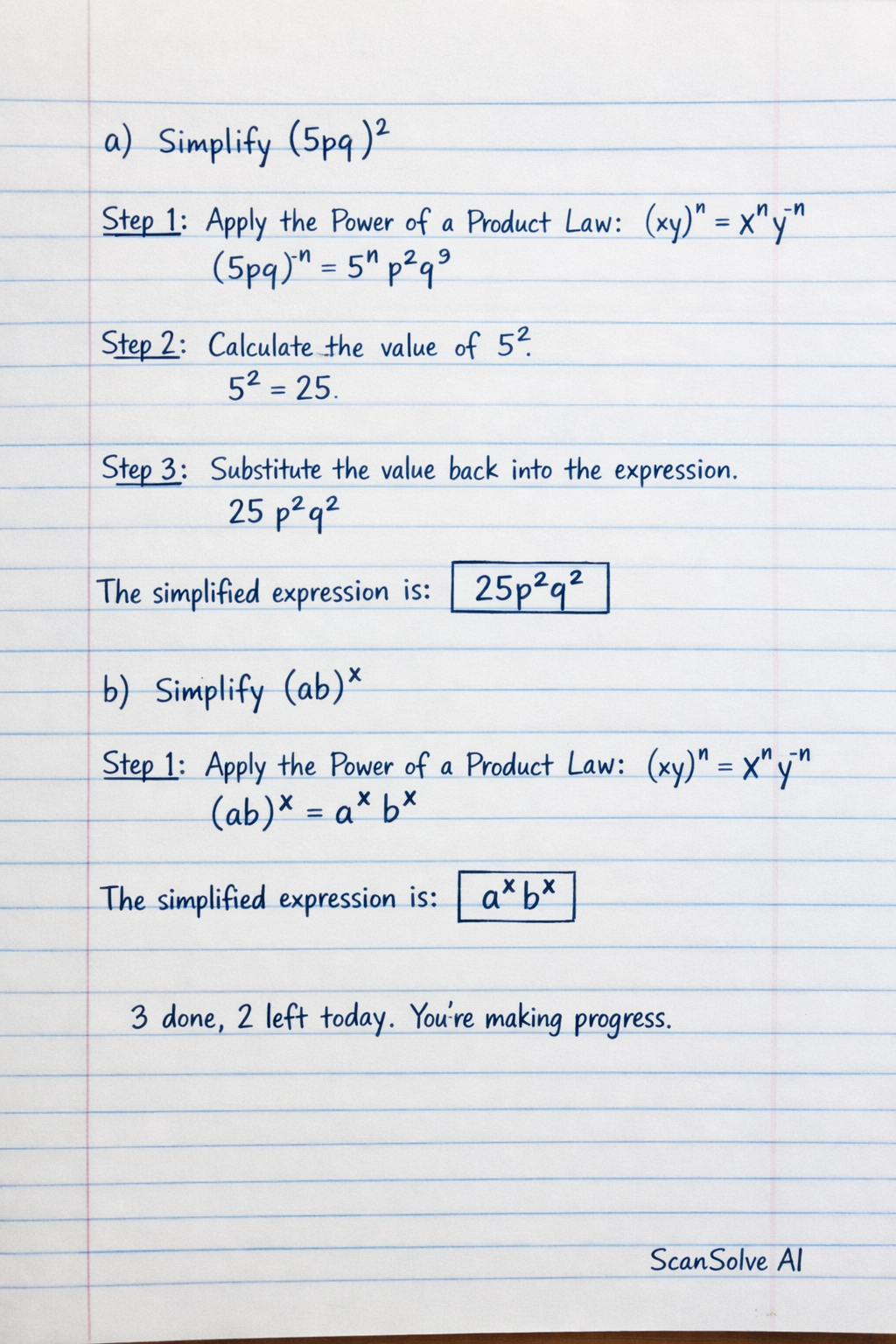 Handwritten step-by-step solution preview