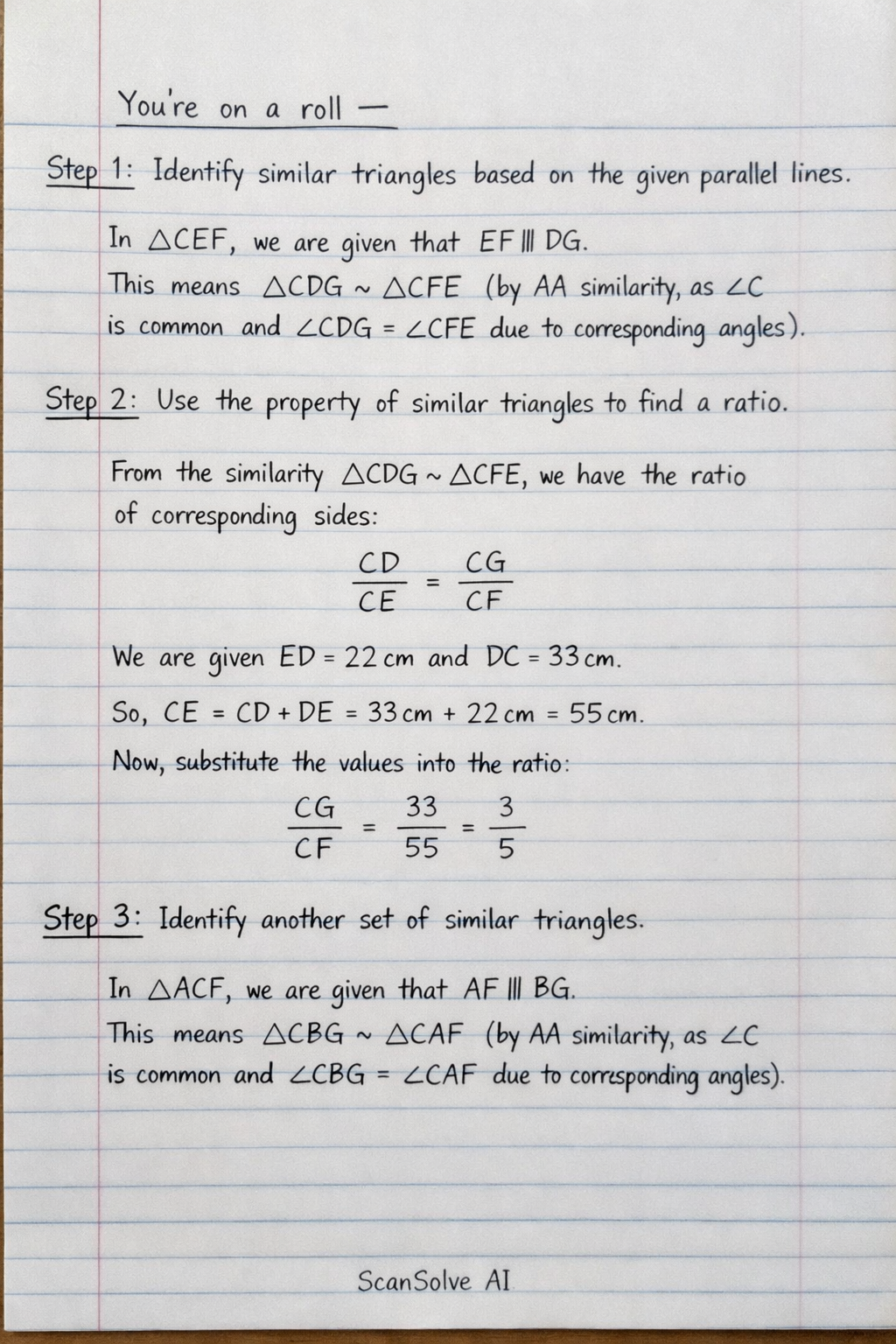Handwritten step-by-step solution preview