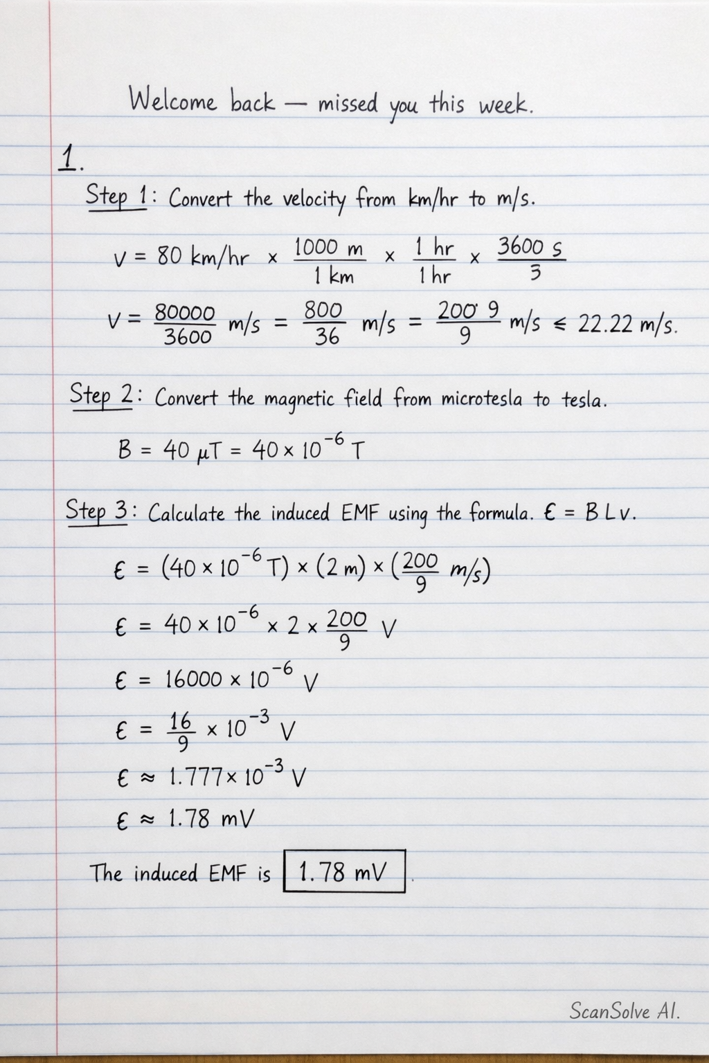 Handwritten step-by-step solution