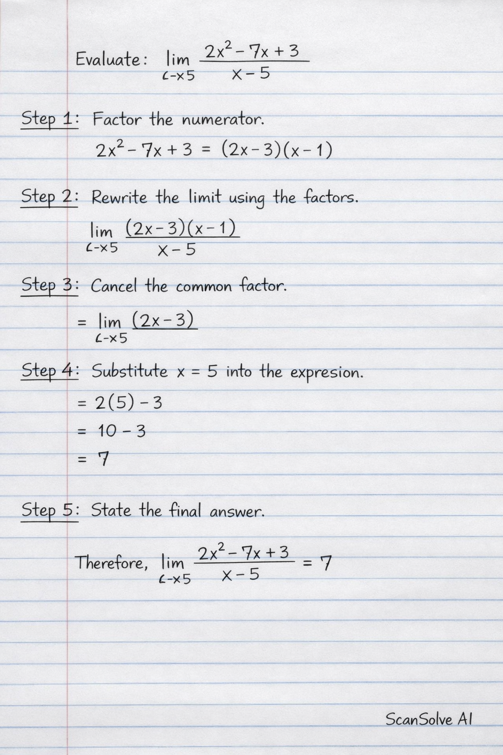Handwritten step-by-step solution