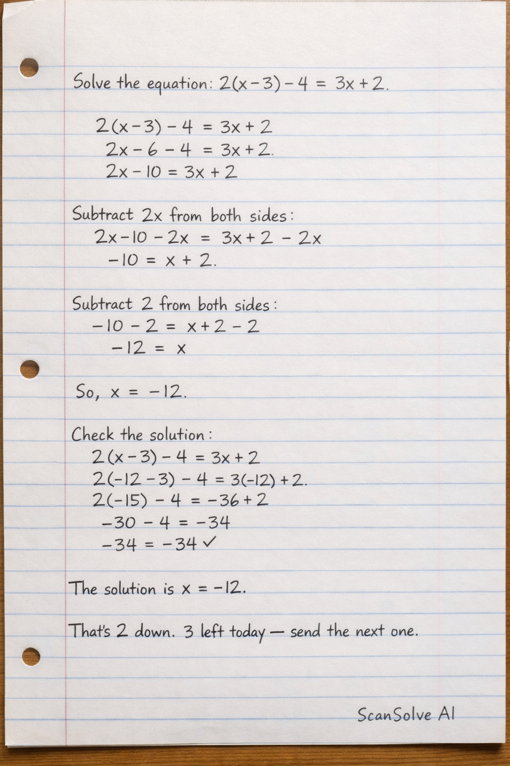 Handwritten step-by-step solution