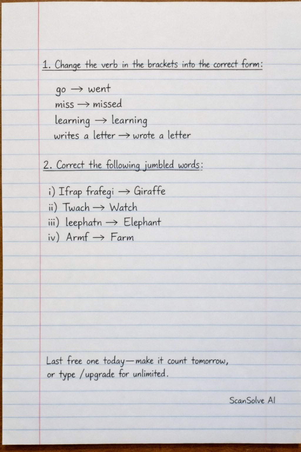 Handwritten step-by-step solution