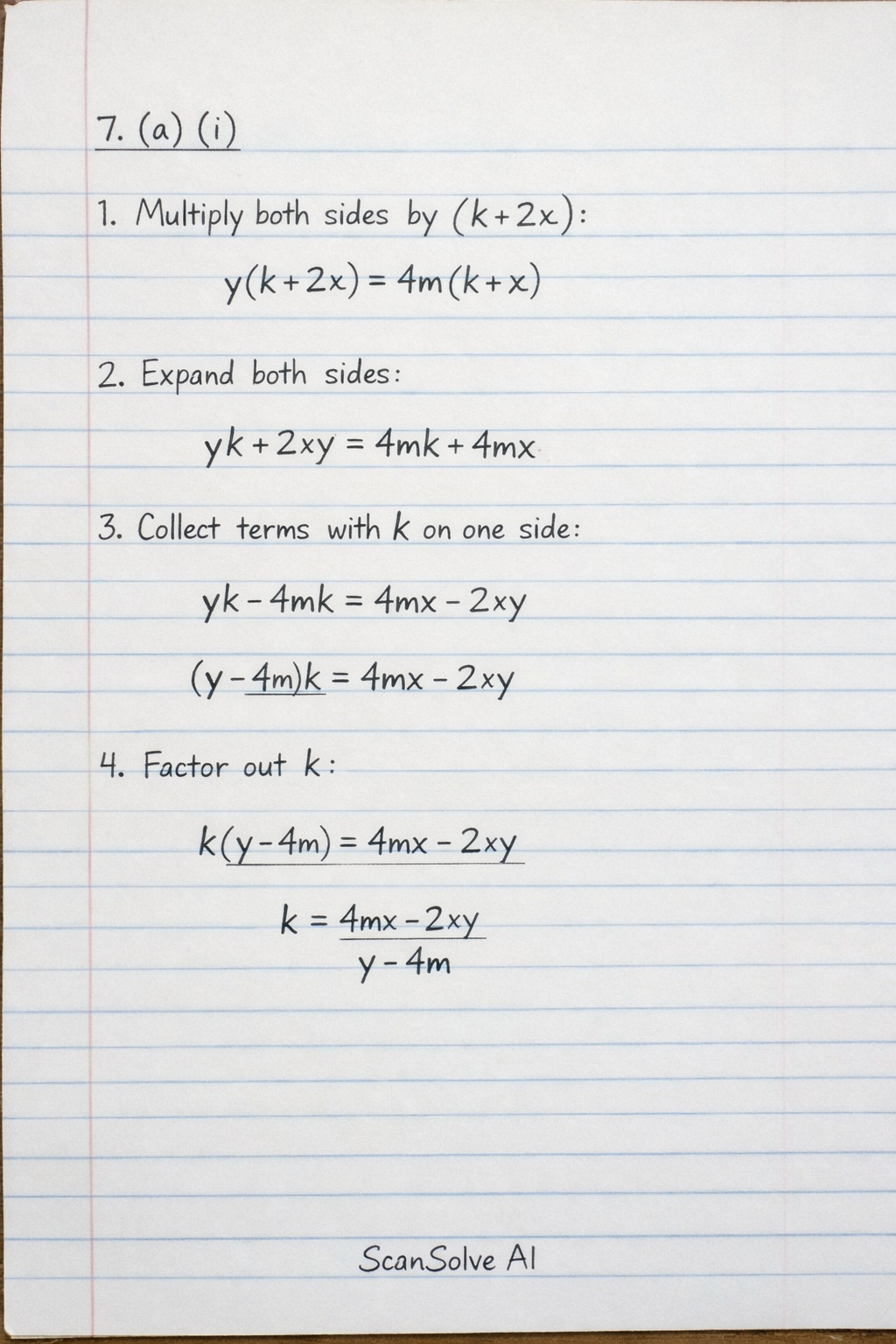 Handwritten step-by-step solution