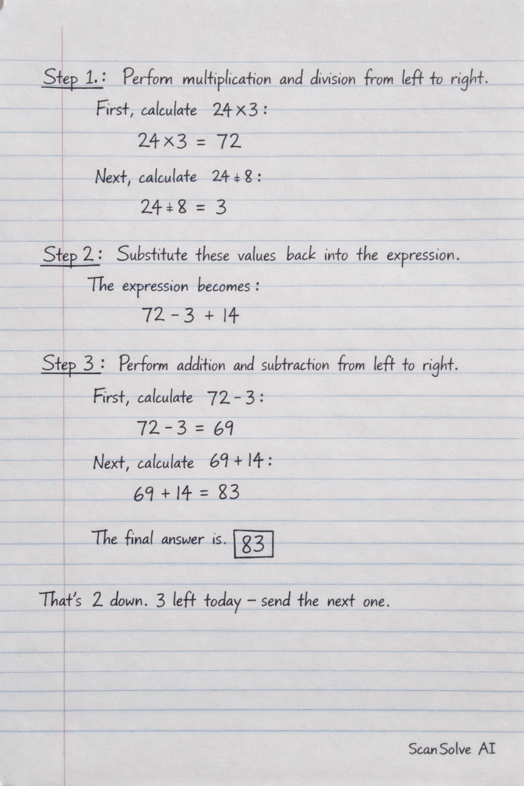 Handwritten step-by-step solution preview