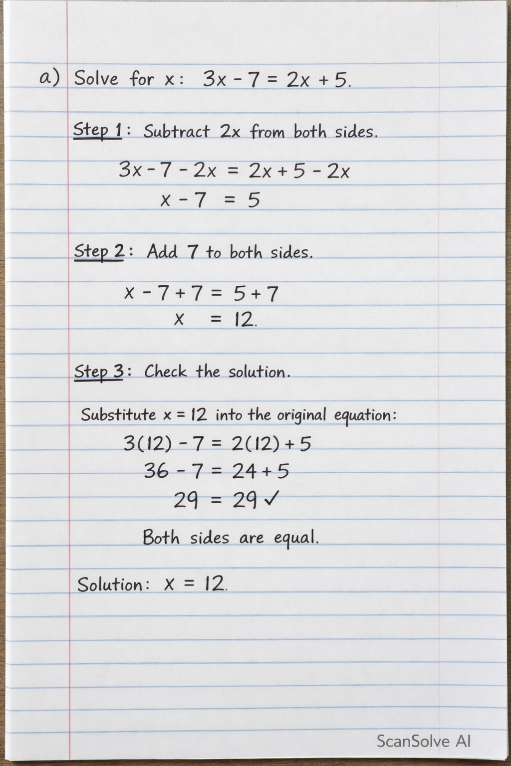 Handwritten step-by-step solution