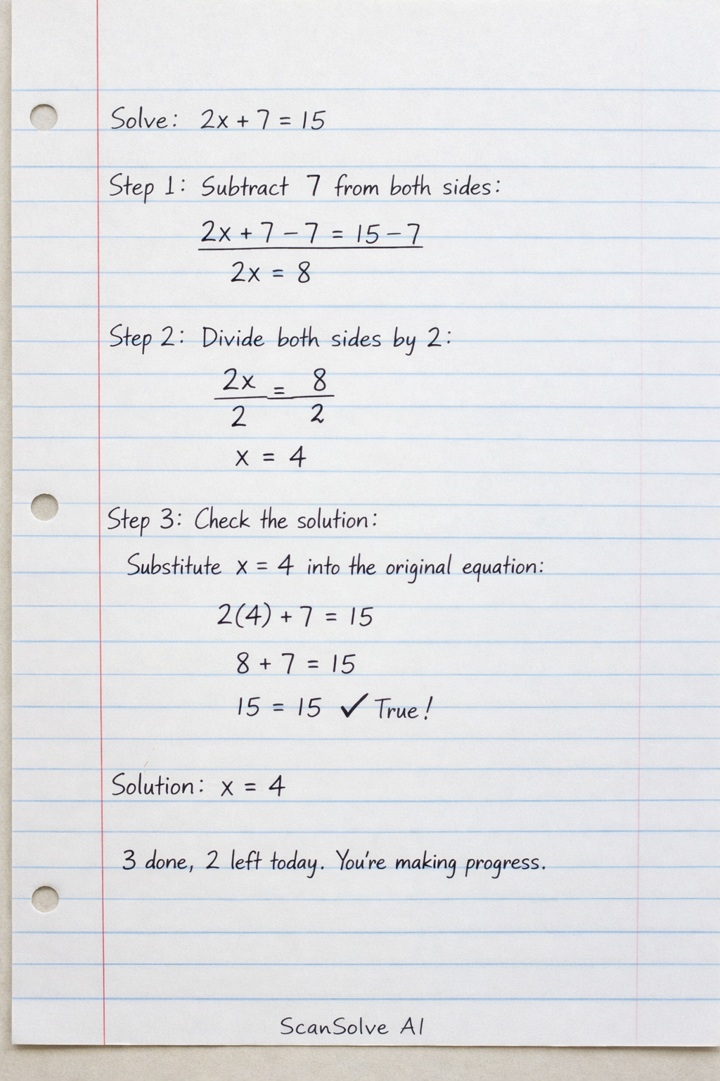 Handwritten step-by-step solution