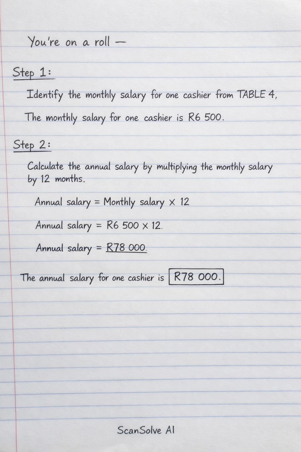 Handwritten step-by-step solution preview