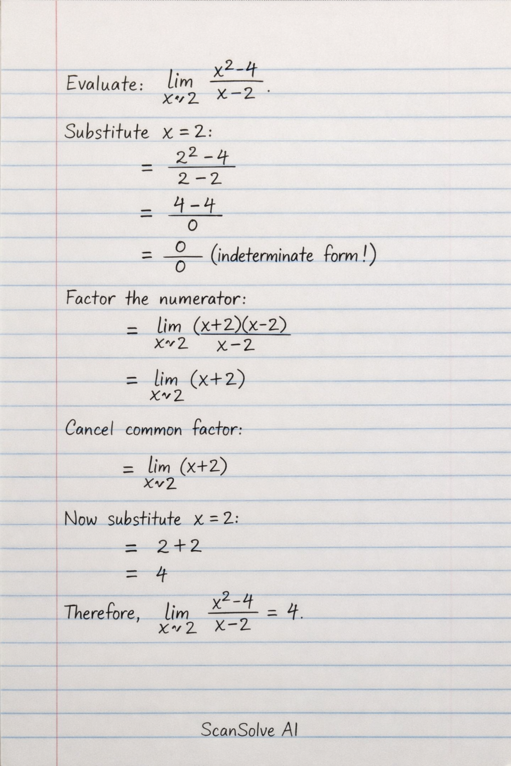 Handwritten step-by-step solution