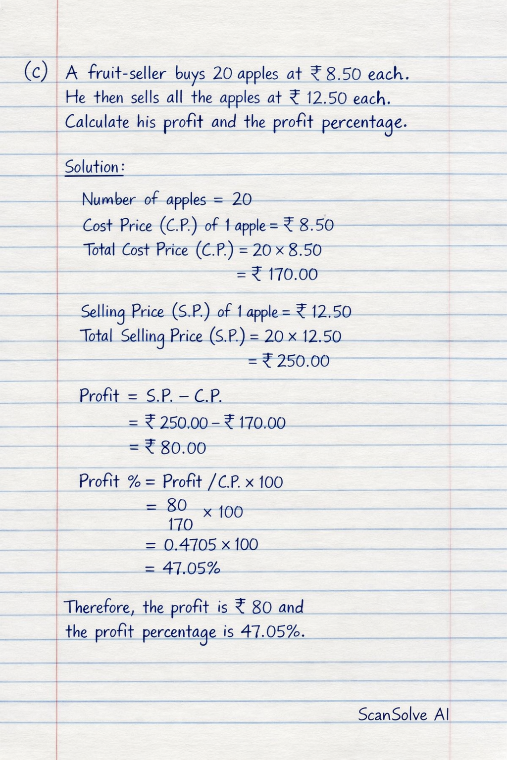Handwritten step-by-step solution