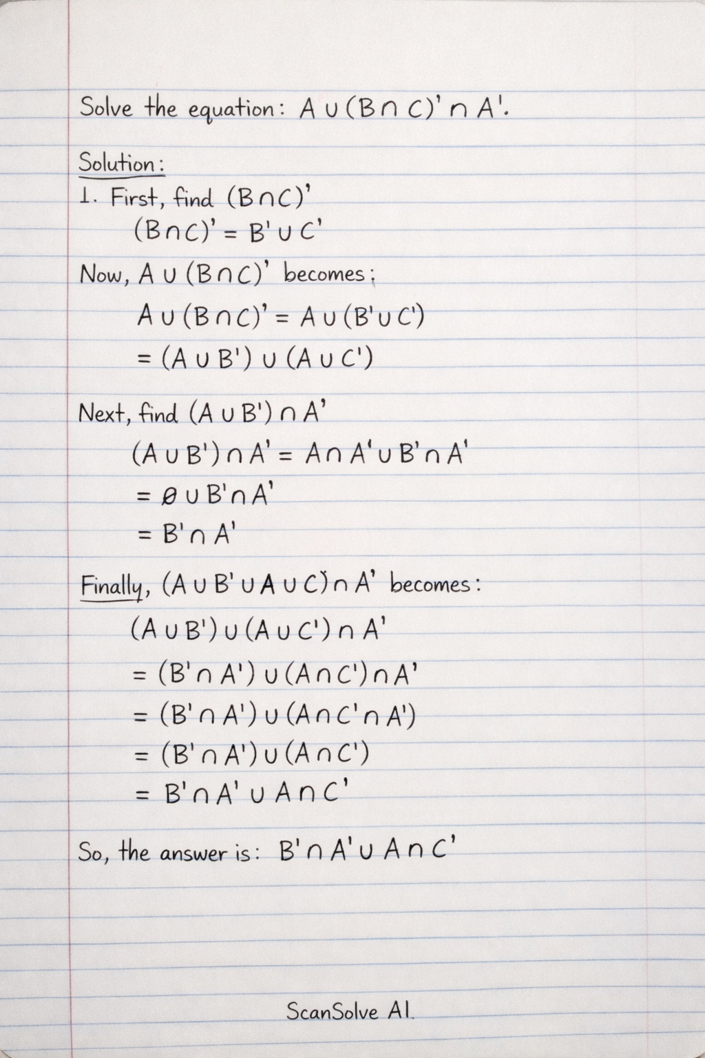 Handwritten step-by-step solution