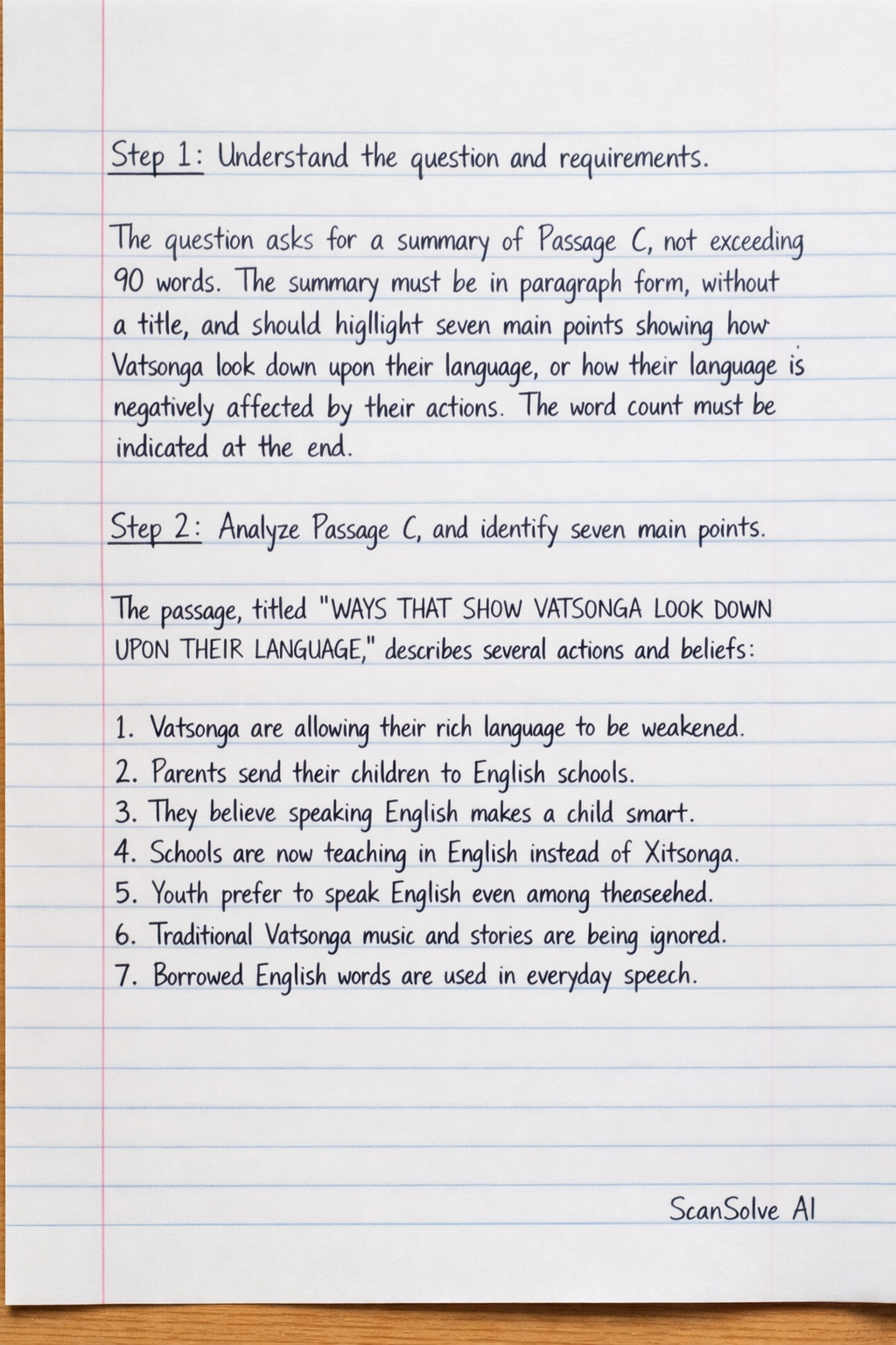 Handwritten step-by-step solution