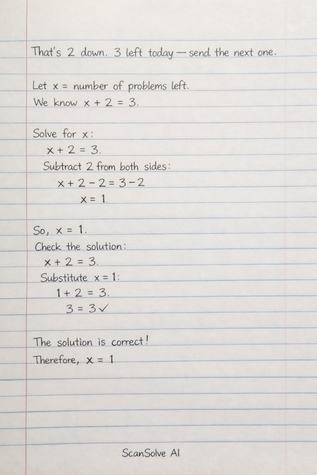 Handwritten step-by-step solution
