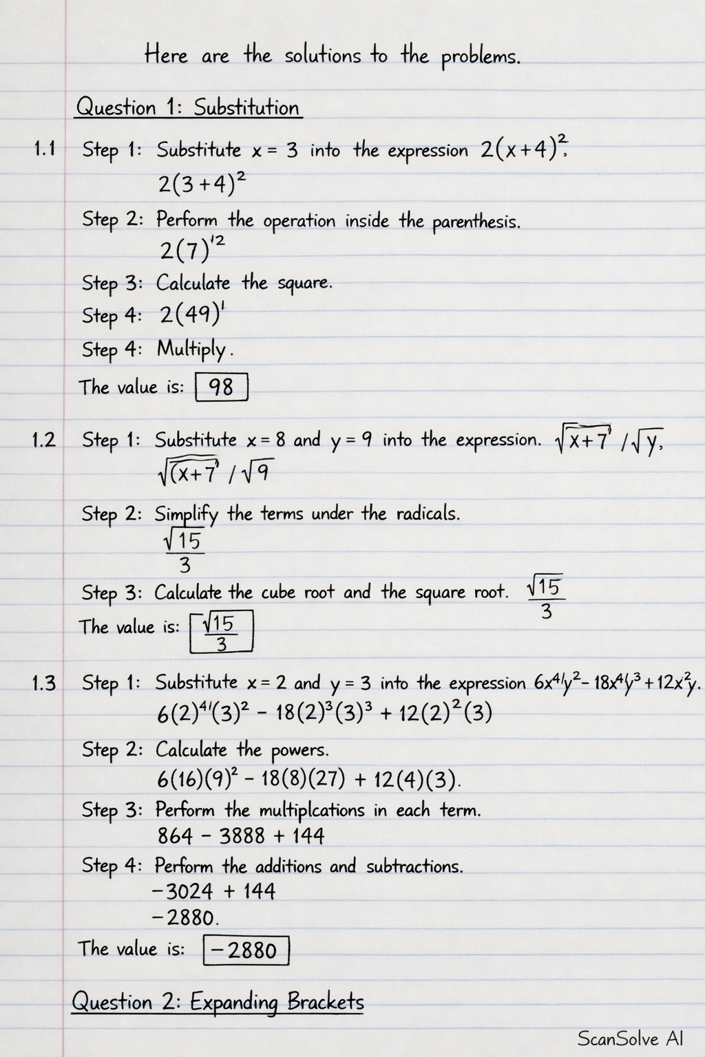 Handwritten step-by-step solution preview