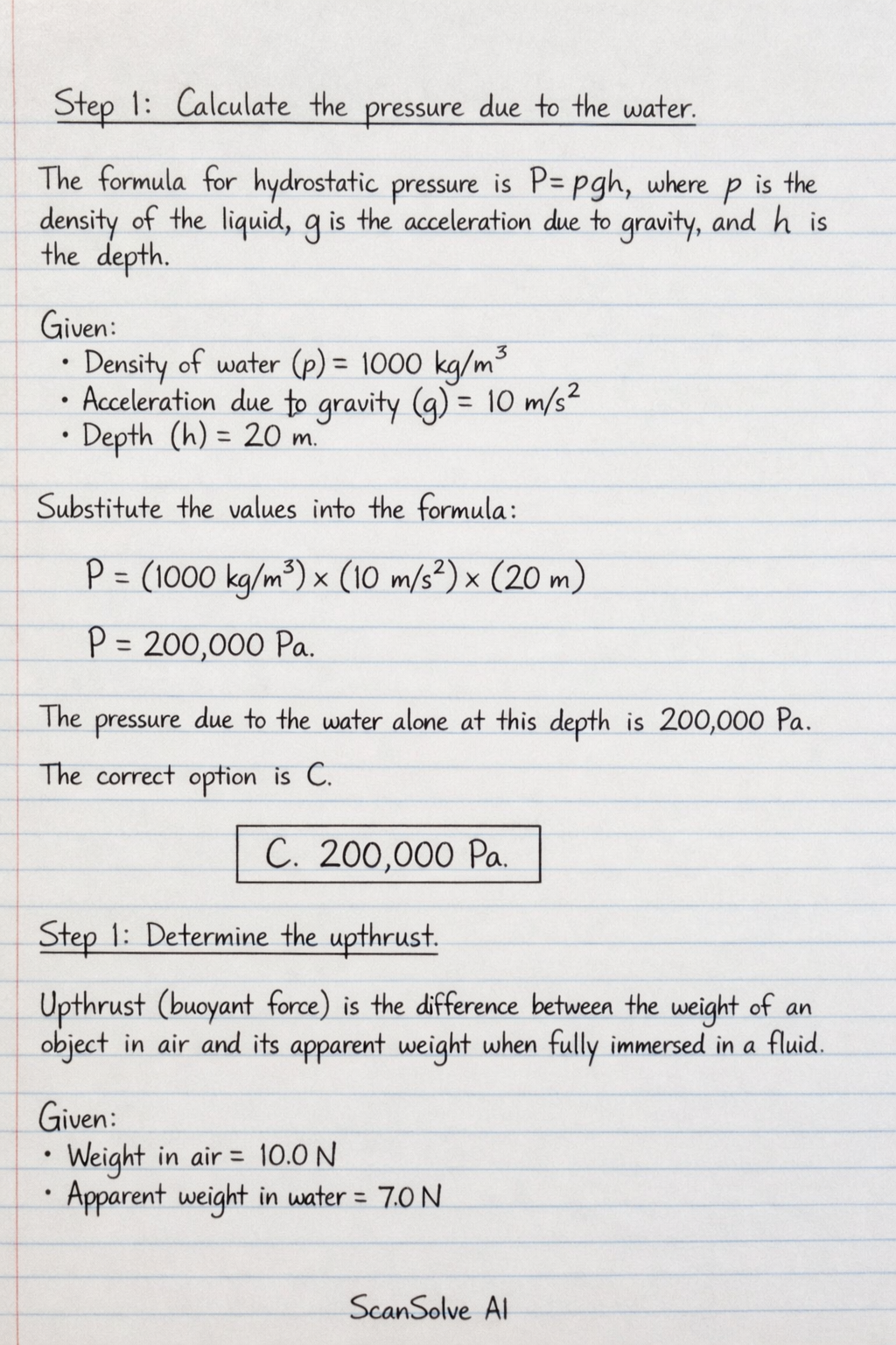 Handwritten step-by-step solution