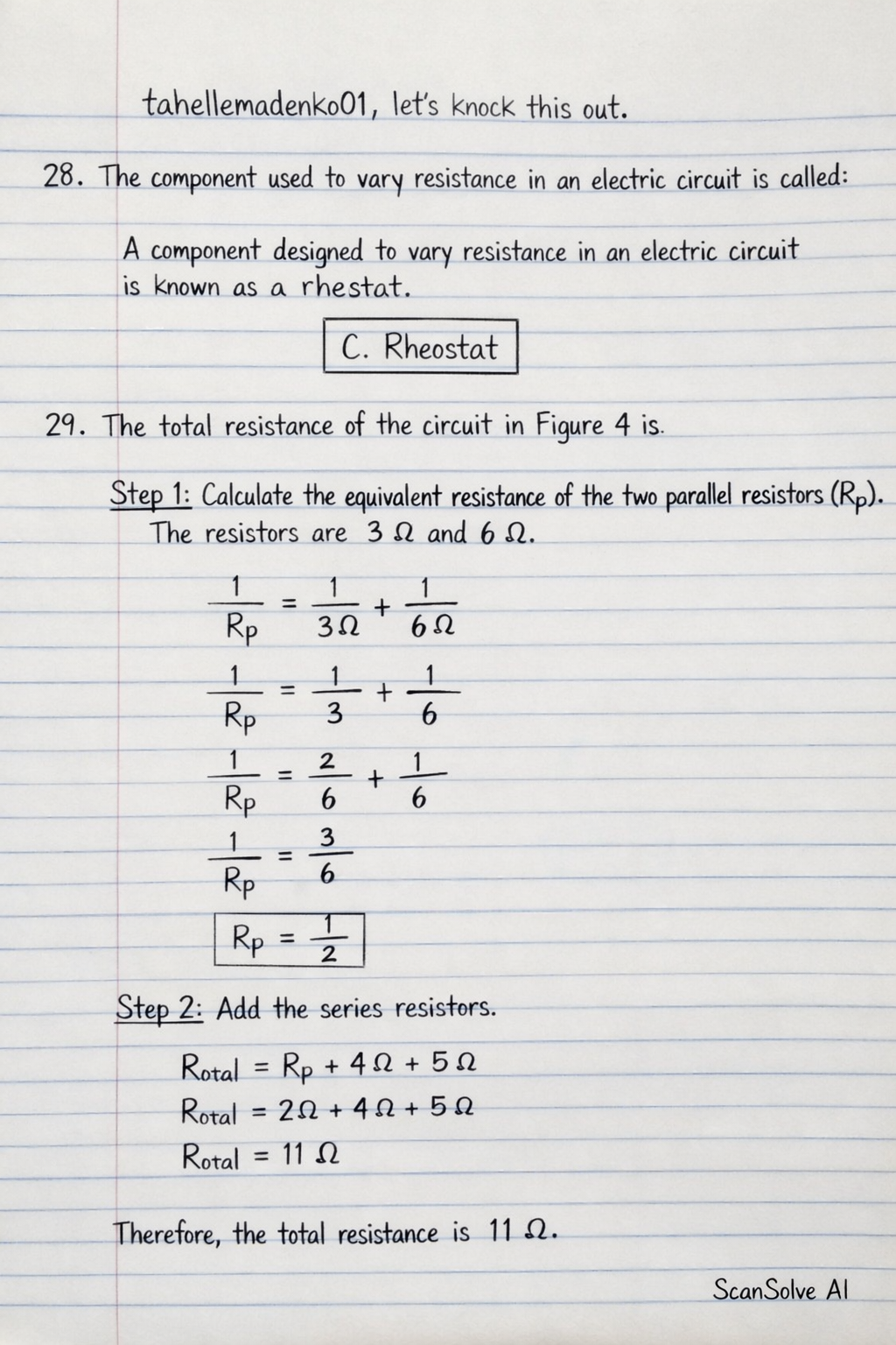 Handwritten step-by-step solution preview