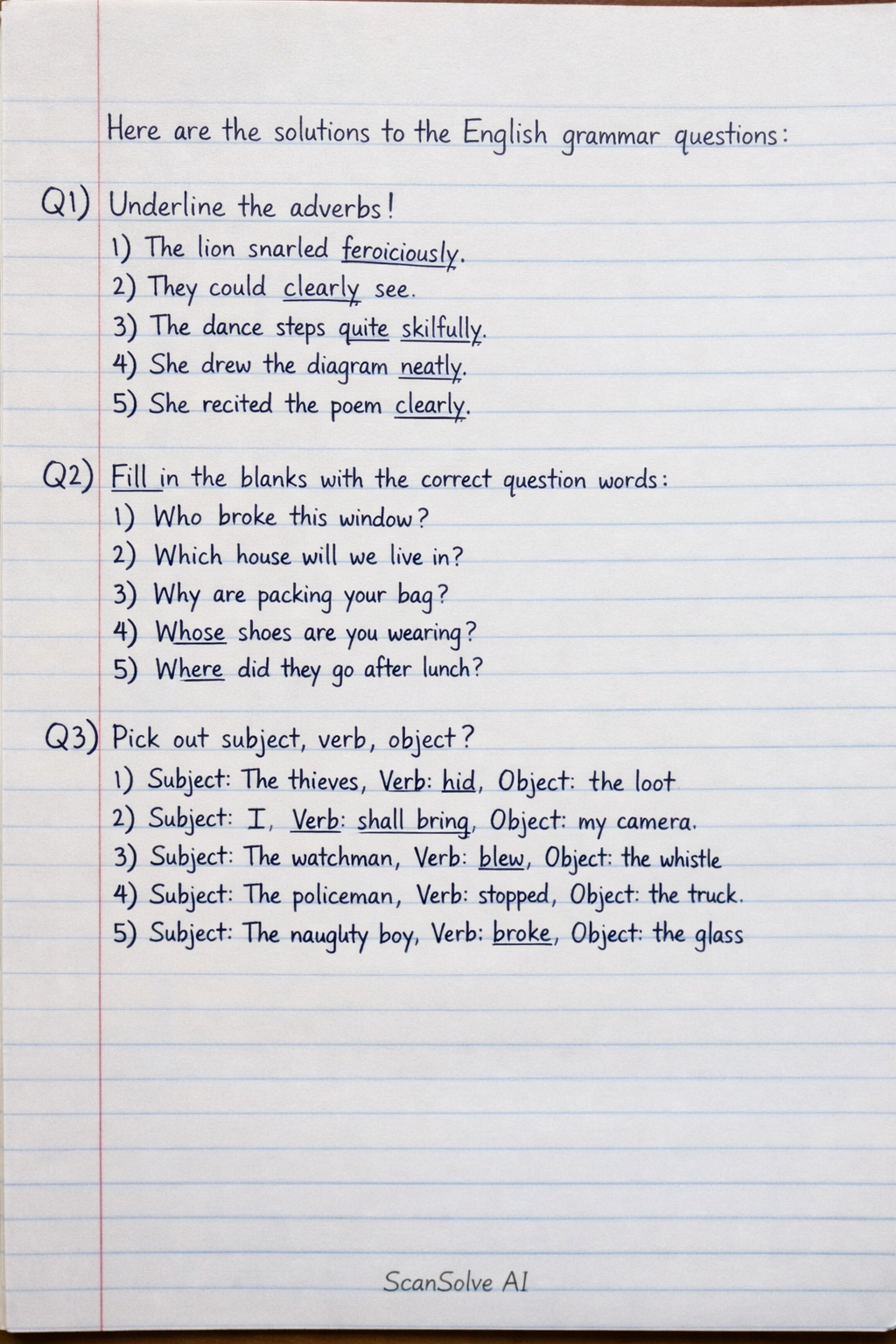 Handwritten step-by-step solution