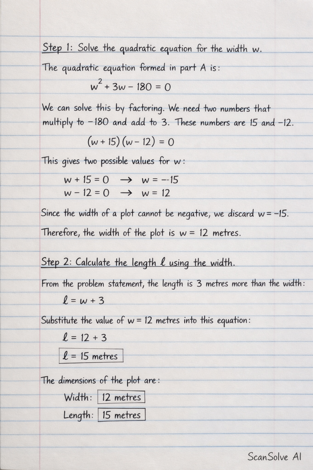 Handwritten step-by-step solution