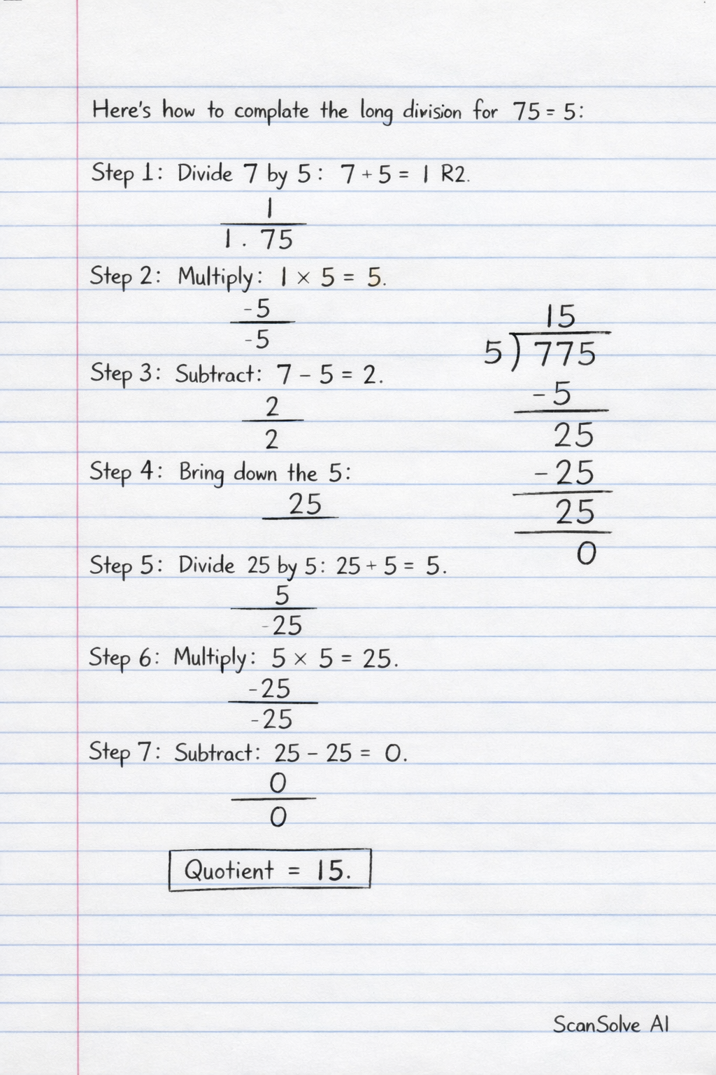 Handwritten step-by-step solution preview