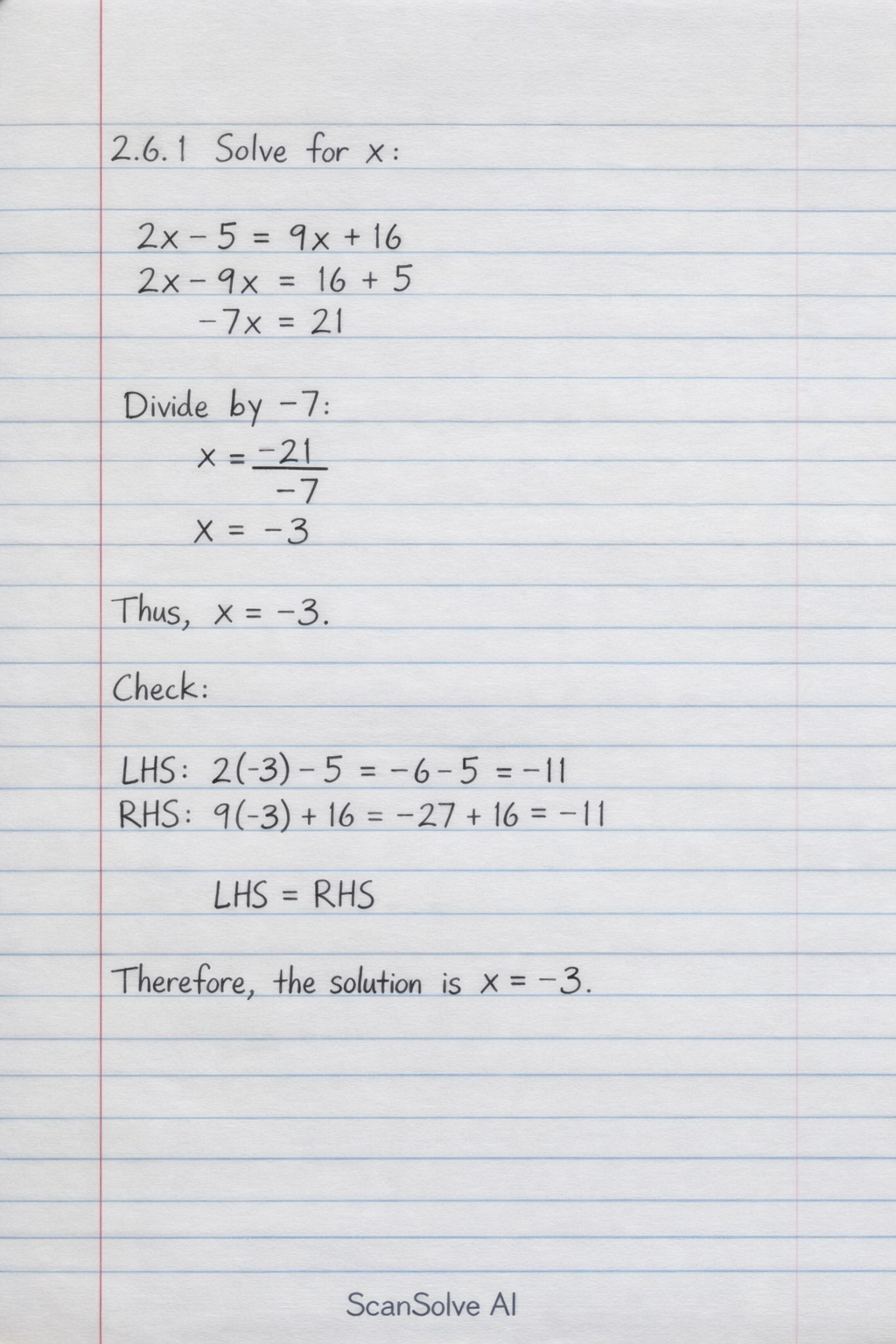 Handwritten step-by-step solution
