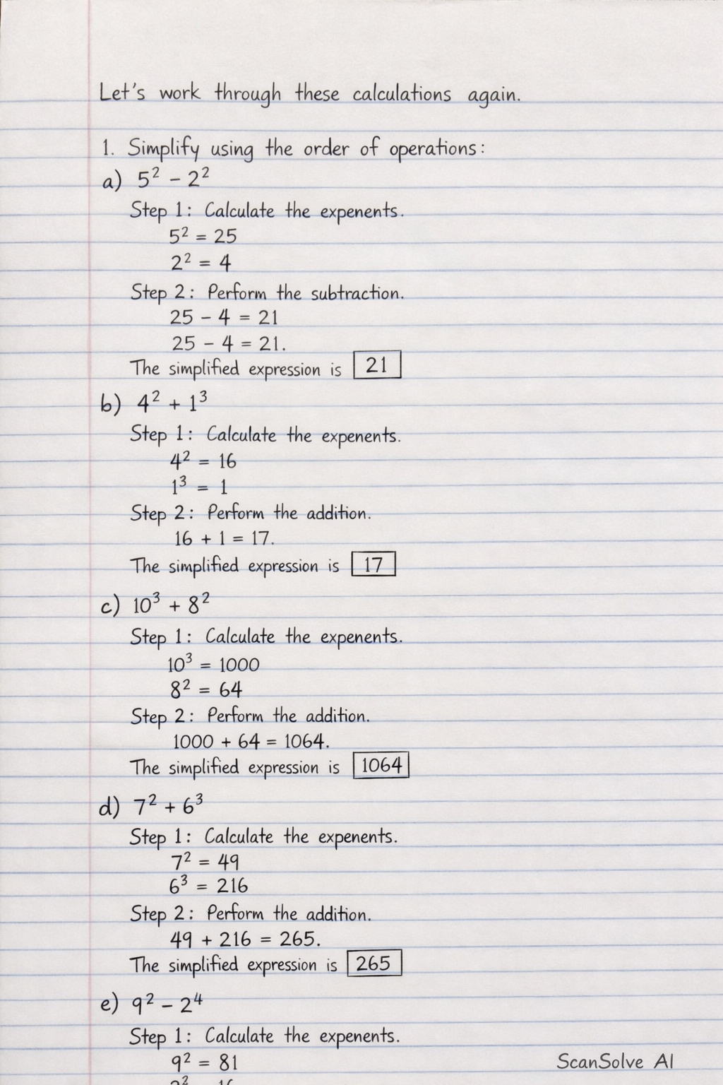Handwritten step-by-step solution