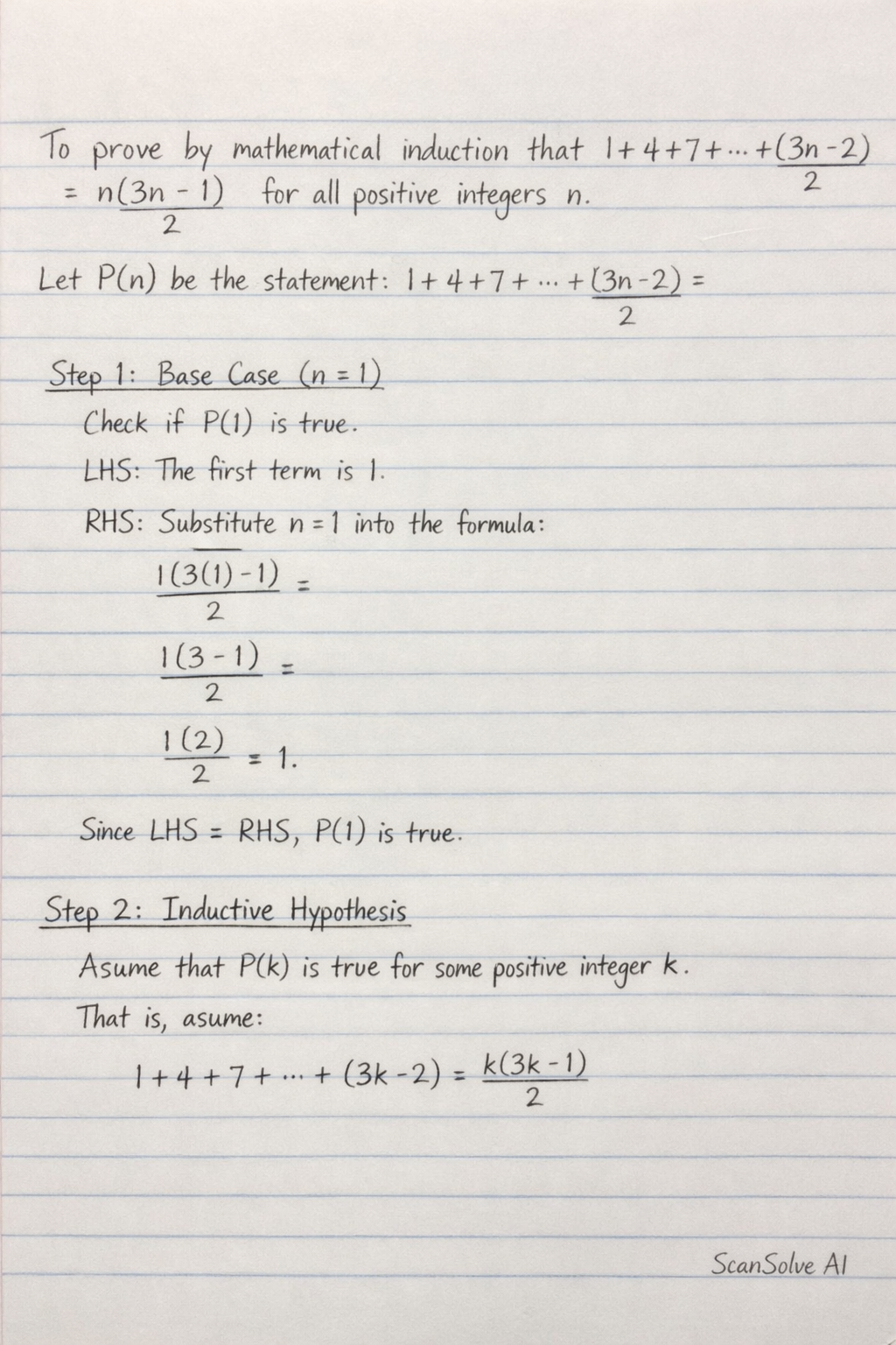 Handwritten step-by-step solution