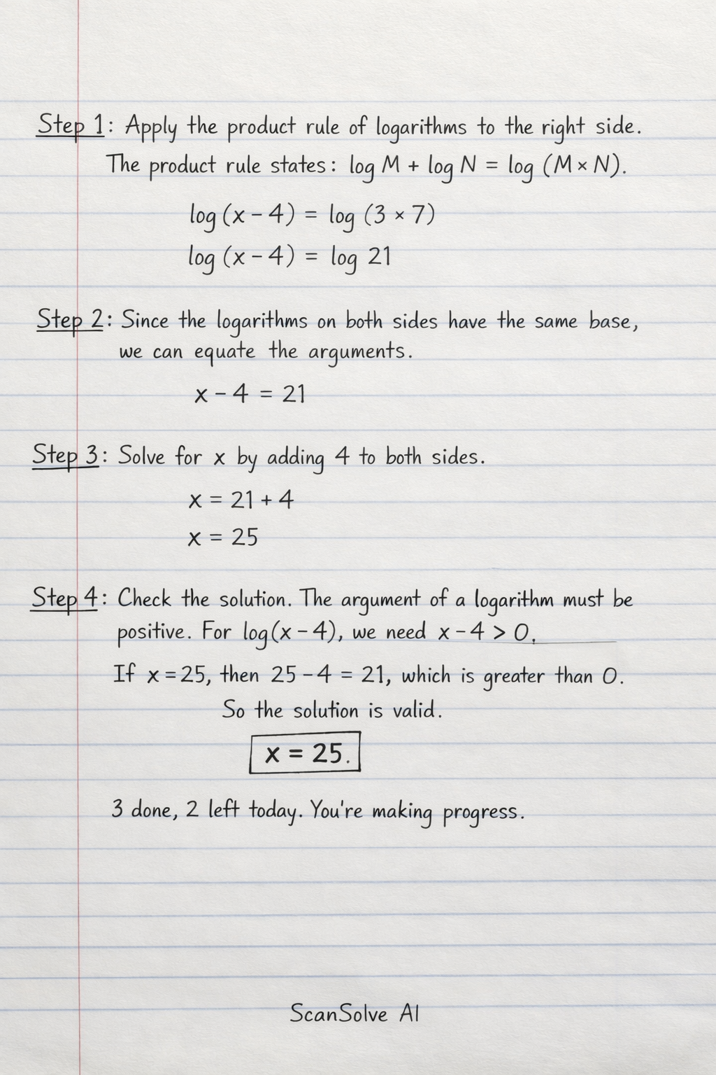 Handwritten step-by-step solution preview