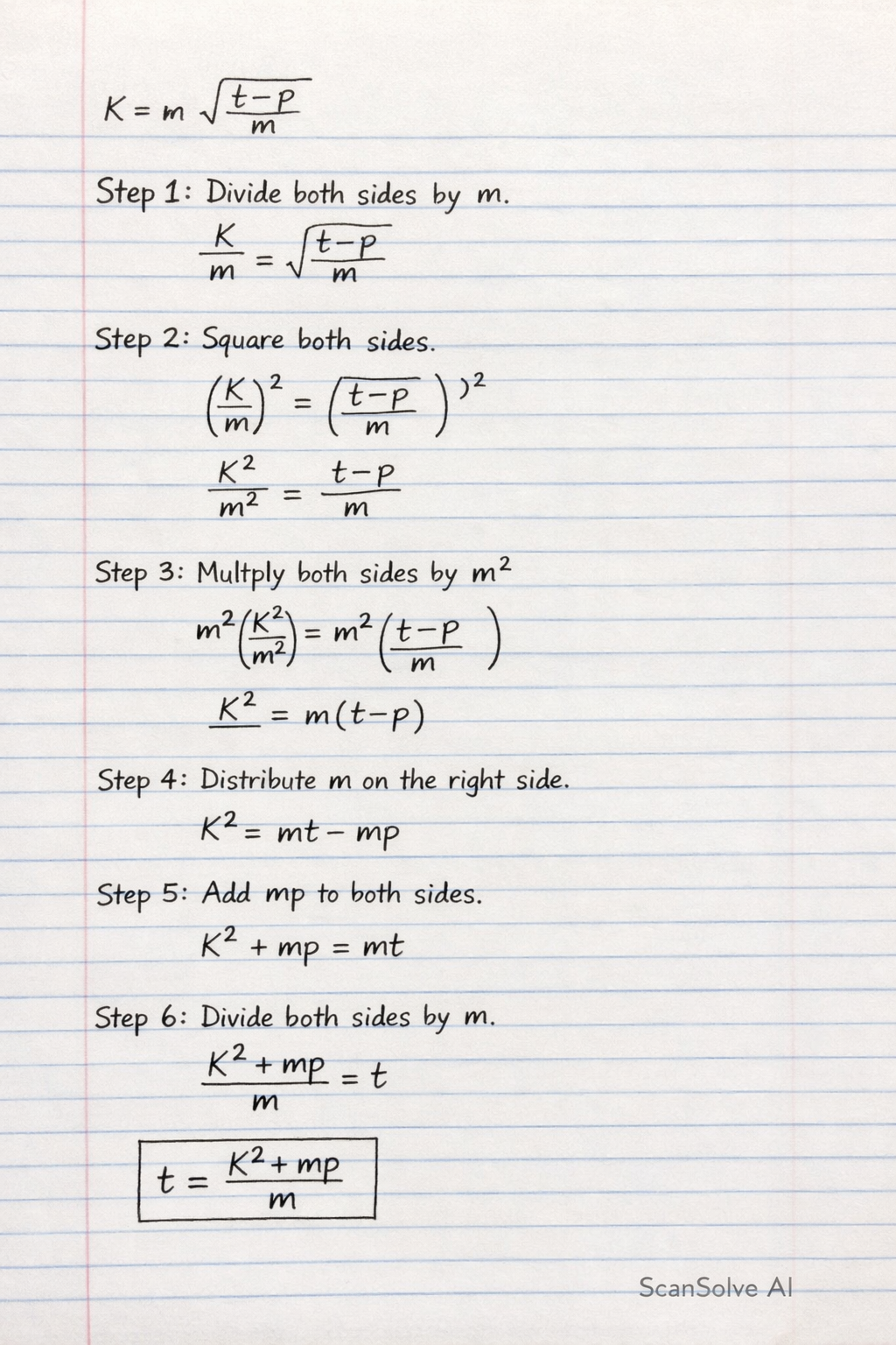 Handwritten step-by-step solution preview
