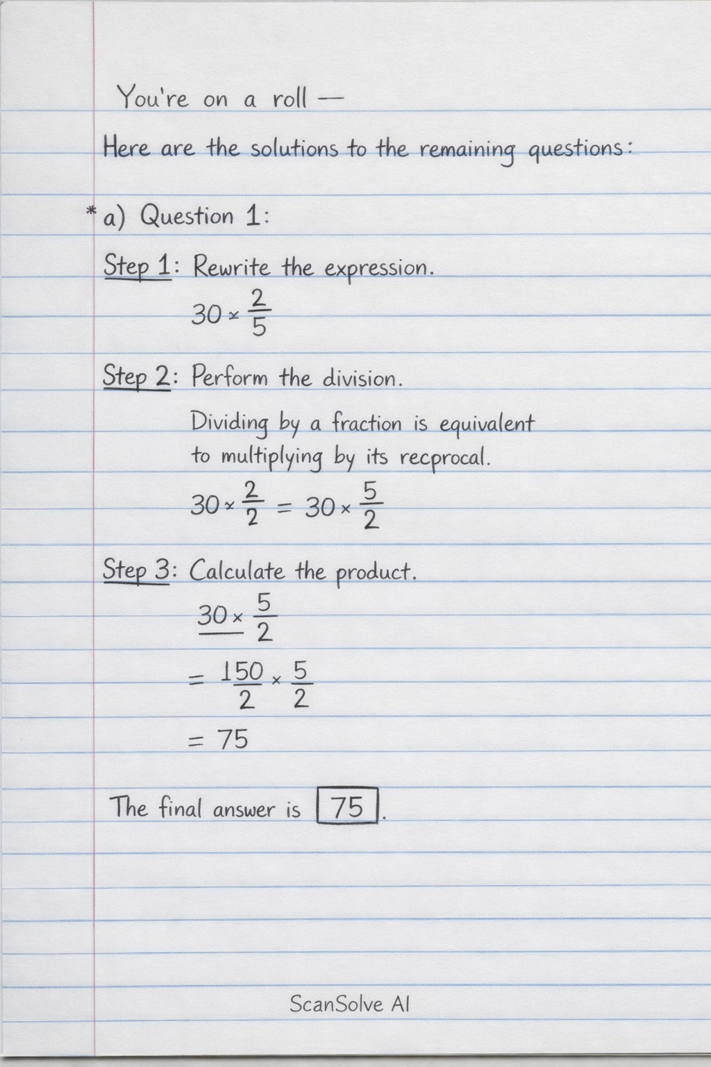 Handwritten step-by-step solution preview