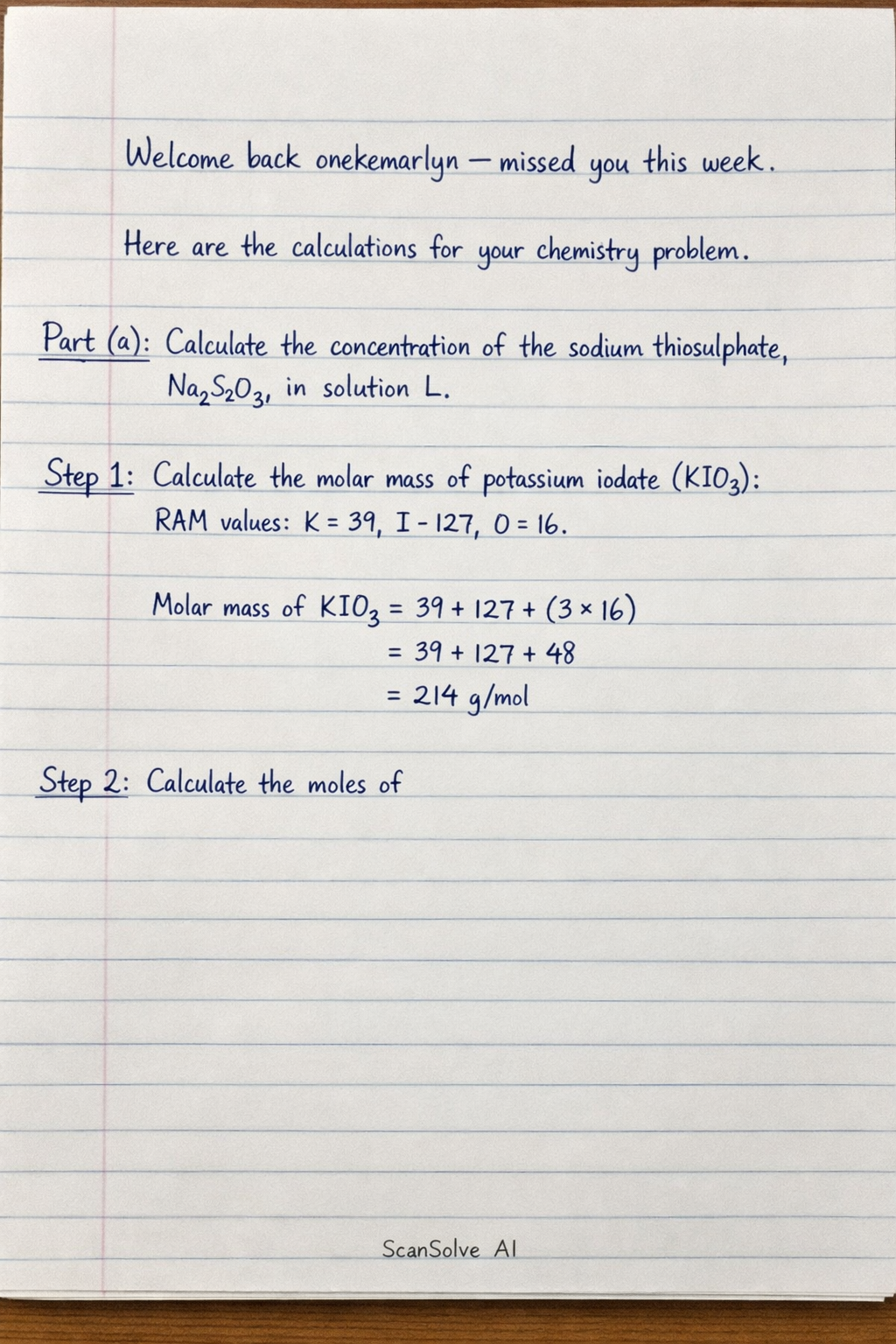 Handwritten step-by-step solution preview