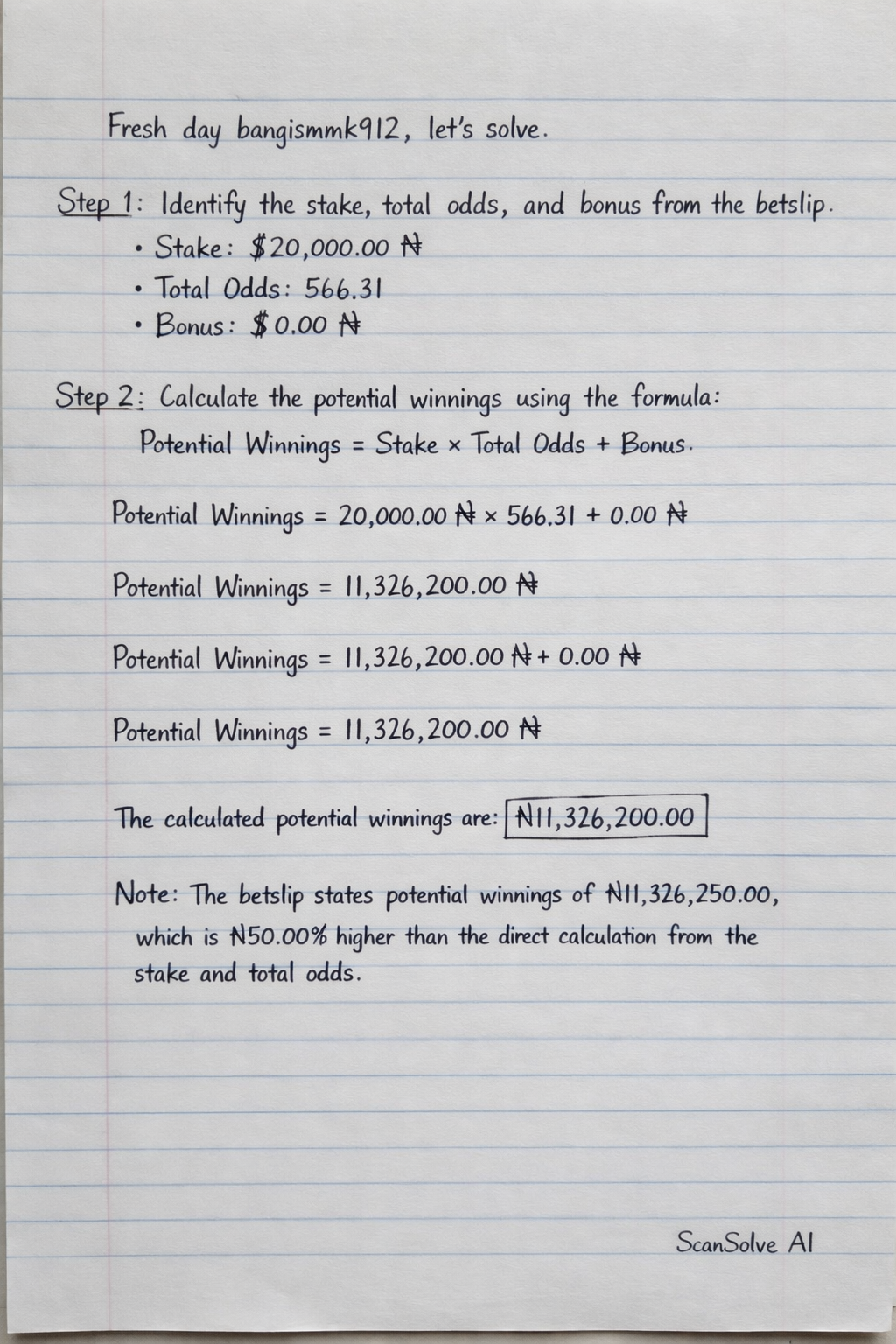 Handwritten step-by-step solution preview