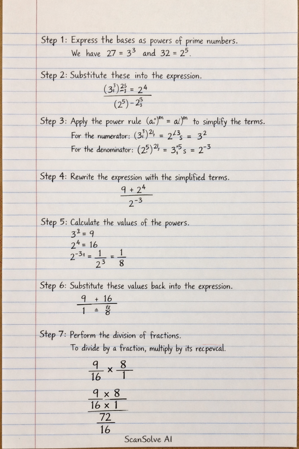 Handwritten step-by-step solution preview
