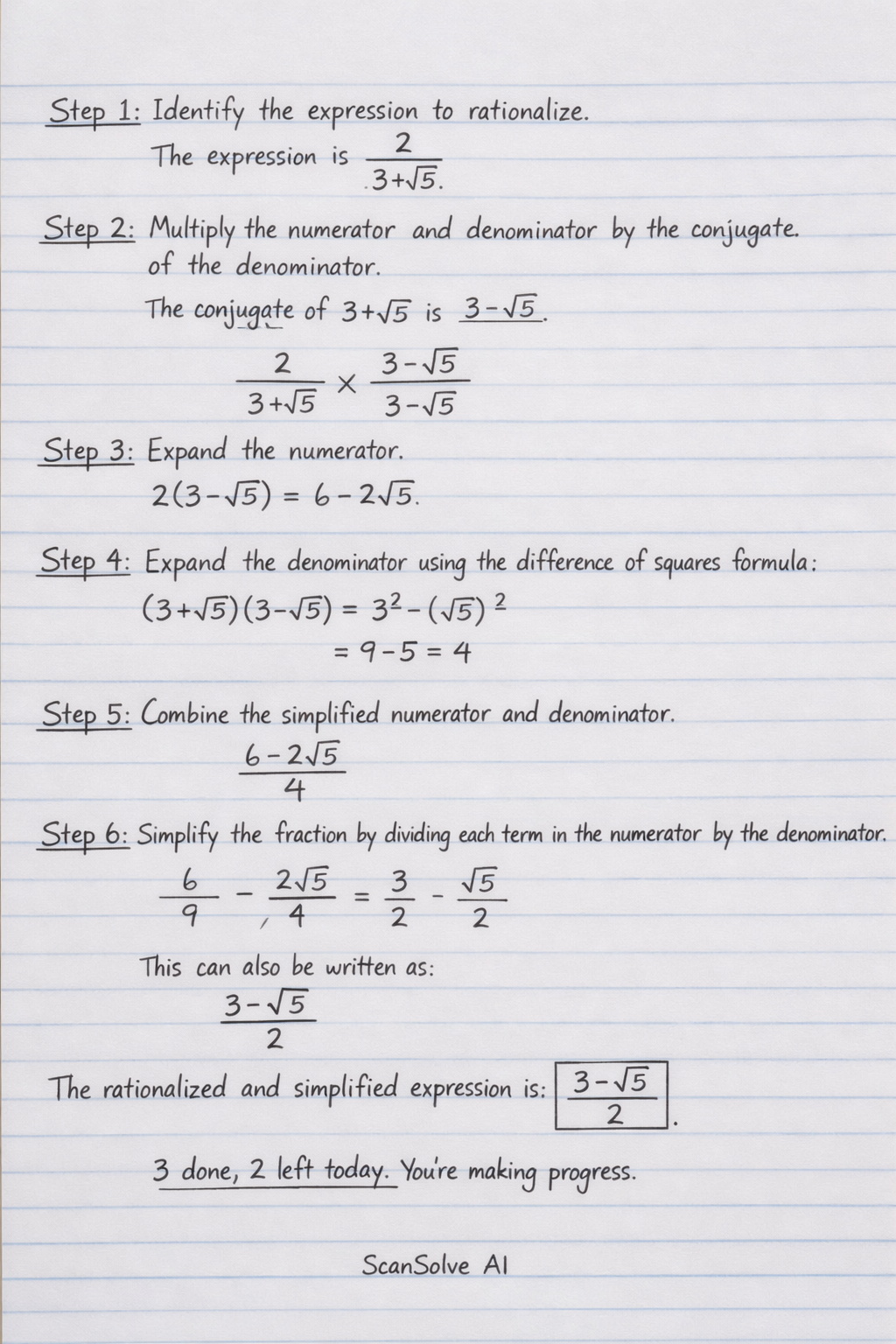 Handwritten step-by-step solution preview